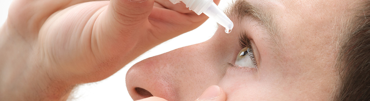 Man using Miotics Eye Drops for Glaucoma