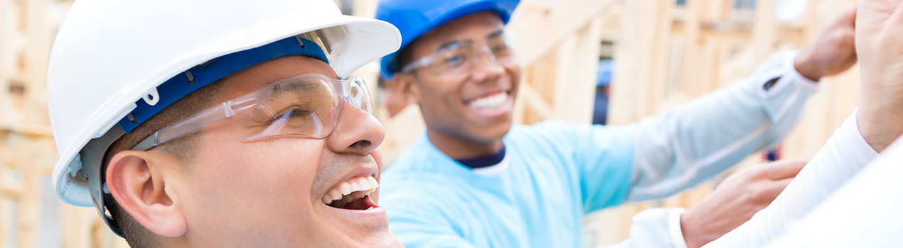 Construction workers using protective Eyewear